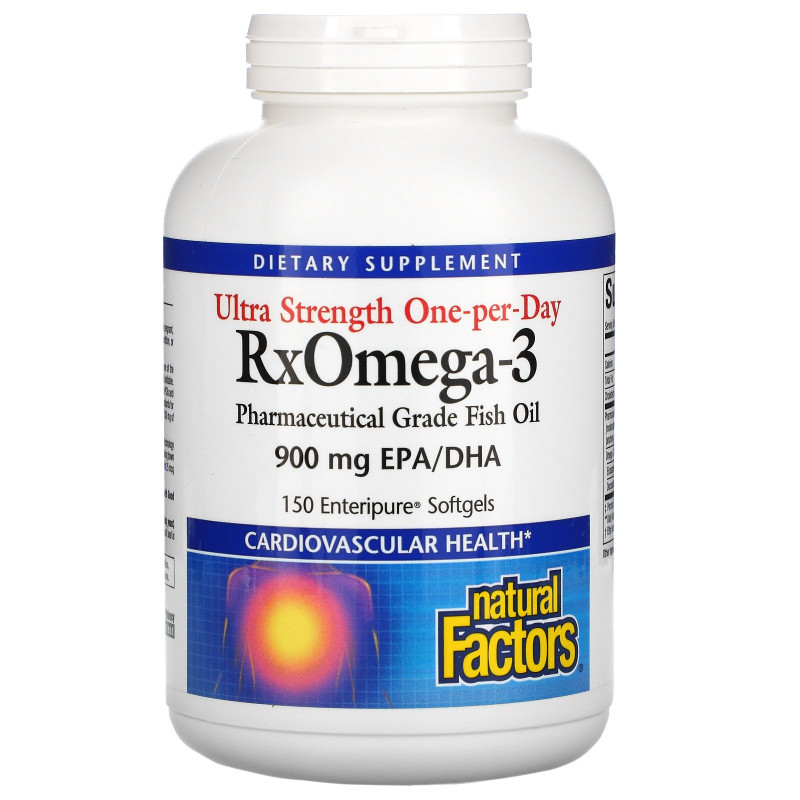 Natural Factors, Ultra Strength RxOmega-3, 150 желатиновых капсул Enteripure