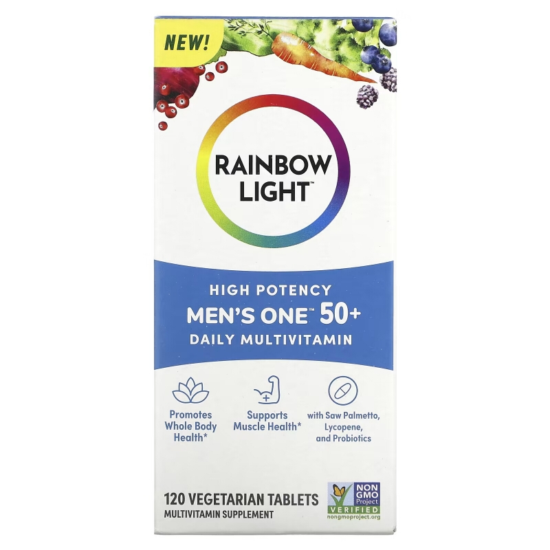Rainbow Light, Men's One 50+ Daily Multivitamin, High Potency, 120 Vegetarian Tablets