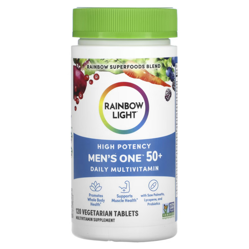 Rainbow Light, Men's One 50+ Daily Multivitamin, High Potency, 120 Vegetarian Tablets