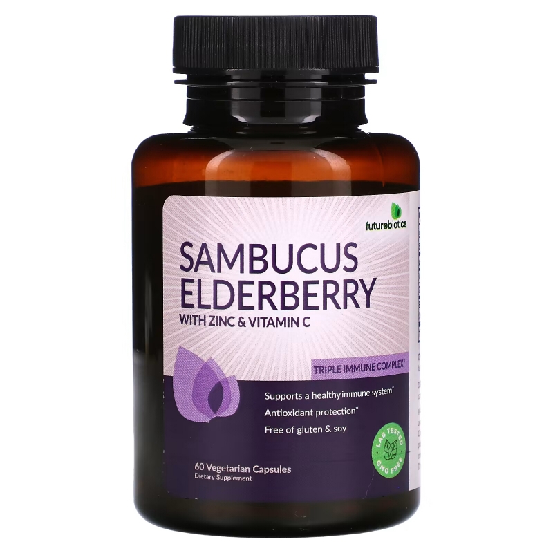 Futurebiotics, Sambucus Elderberry with Zinc & Vitamin C, 60 Vegetarian Capsules