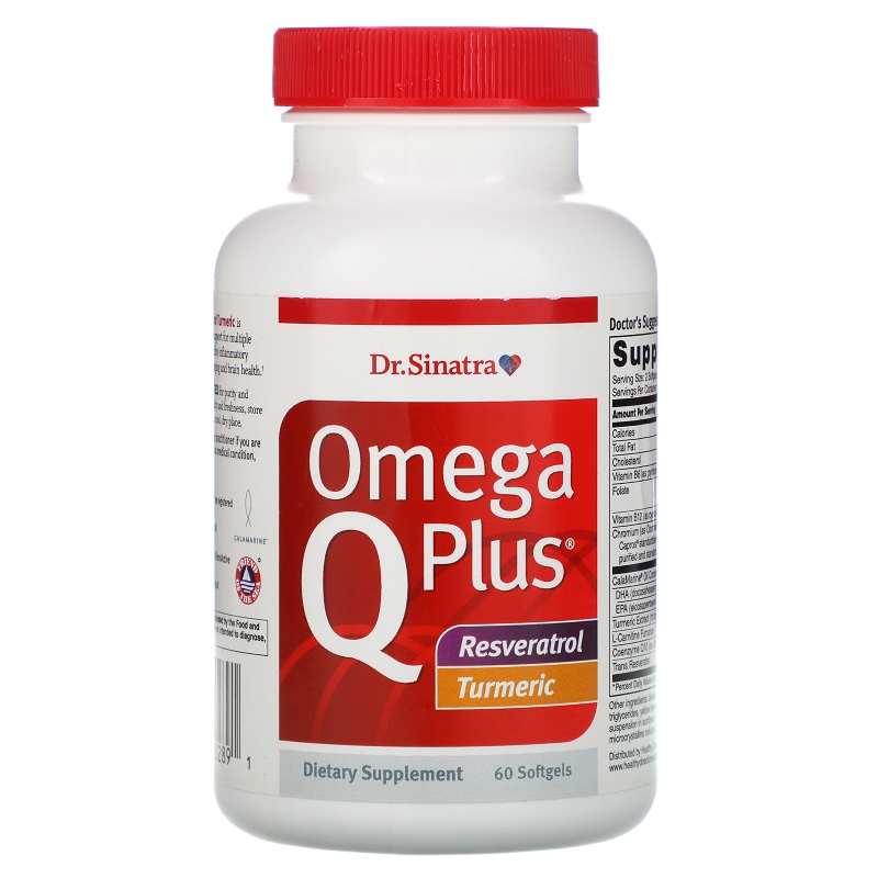 Dr. Sinatra, Omega Q Plus, Resveratrol Turmeric, 60 Softgels