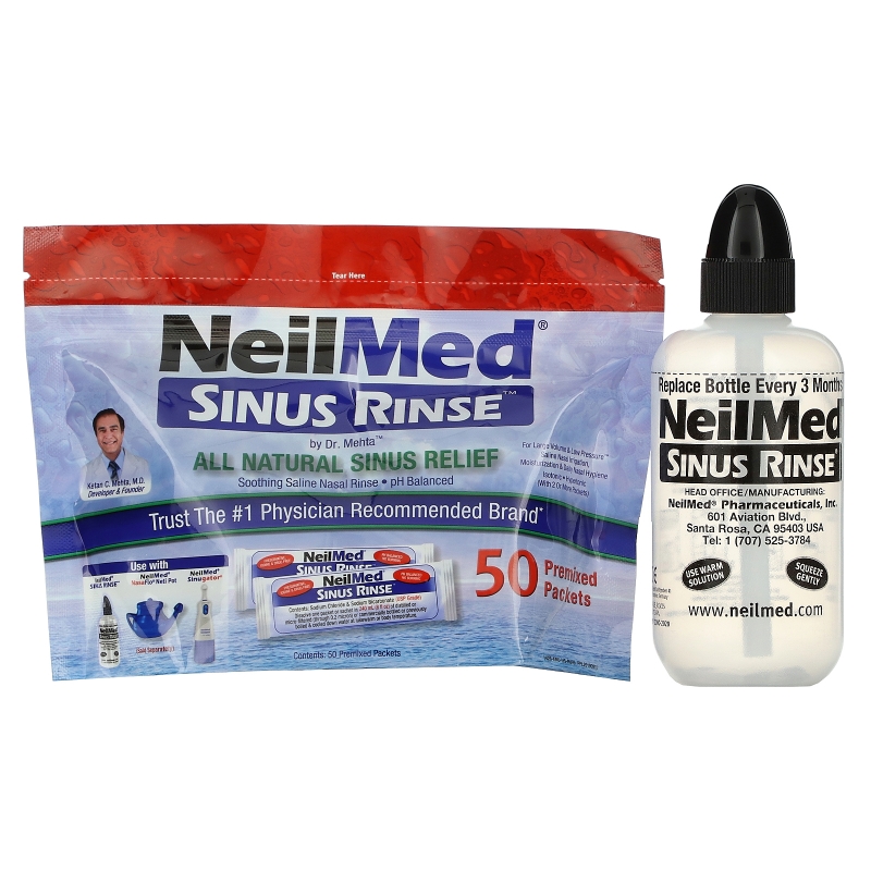 NeilMed, The Original & Patented Sinus Rinse Kit, 50 Premixed Packets, 1 Kit