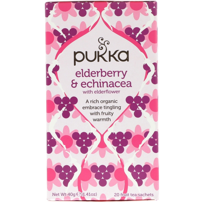 Pukka Herbs Elderberry & Echinacea 20 Fruit Tea Sachets 1.41 oz (40 g) Each