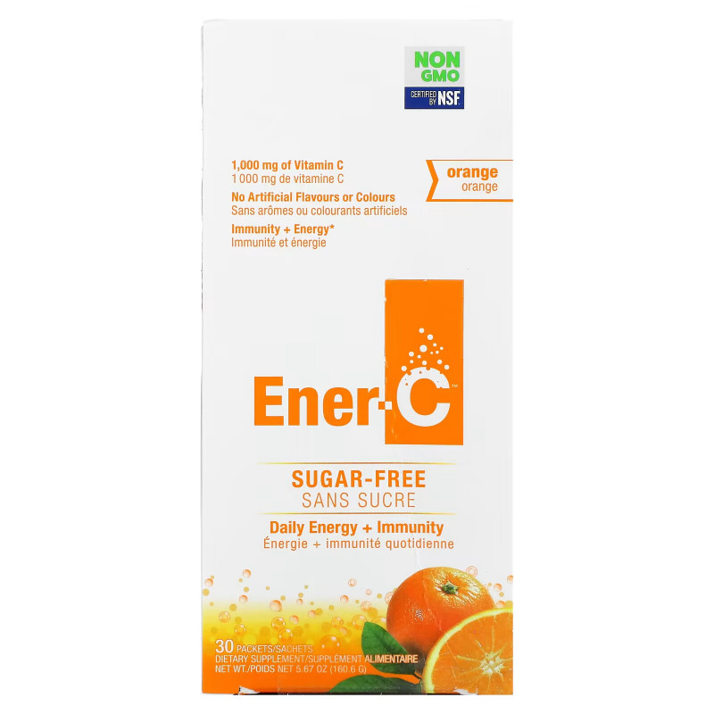 Ener-C, Vitamin C, Multivitamin Drink Mix, Sugar Free, Orange, 1,000 mg, 30 Packets, 0.2 oz (5.35 g) Each