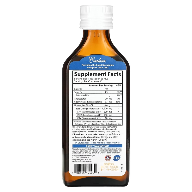 Carlson, The Very Finest Fish Oil, Just Peachie, 1,600 mg, 6.7 fl oz (200 ml)
