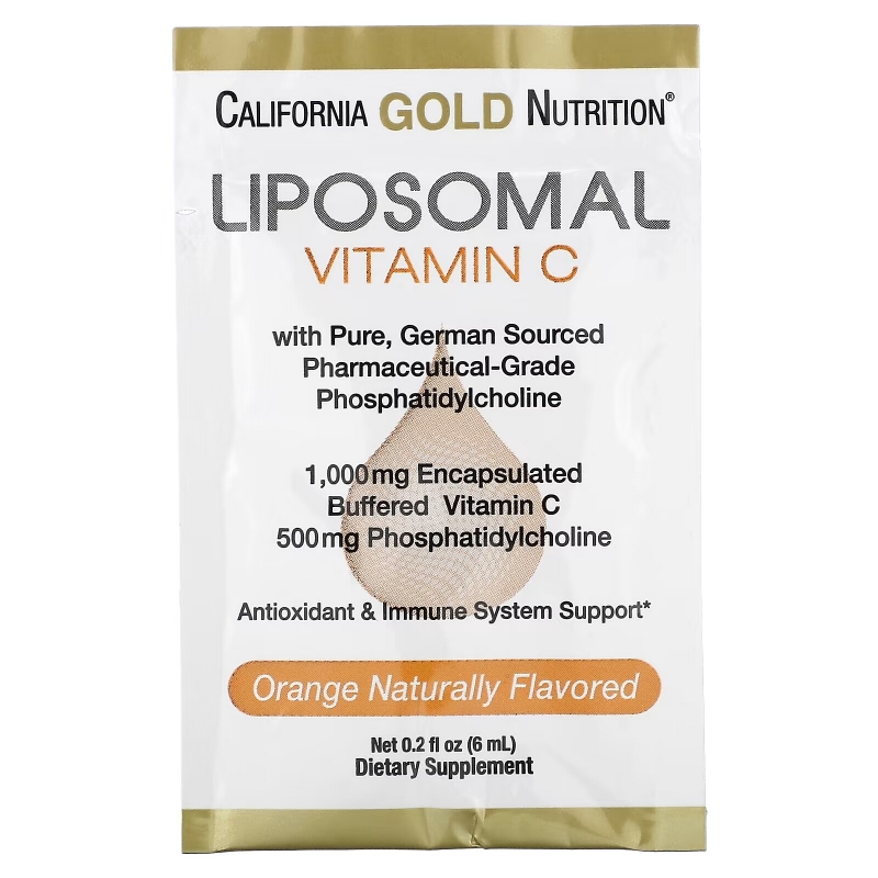 California Gold Nutrition, Liposomal Vitamin C, Natural Orange Flavor, 1000 mg, 30 Packets, 0.2 oz (5.7 ml) Each