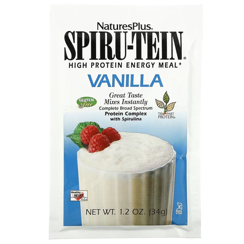 NaturesPlus, Spiru-Tein, High Protein Energy Meal, Vanilla, 8 Packets, 1.2 oz (34 g) Each